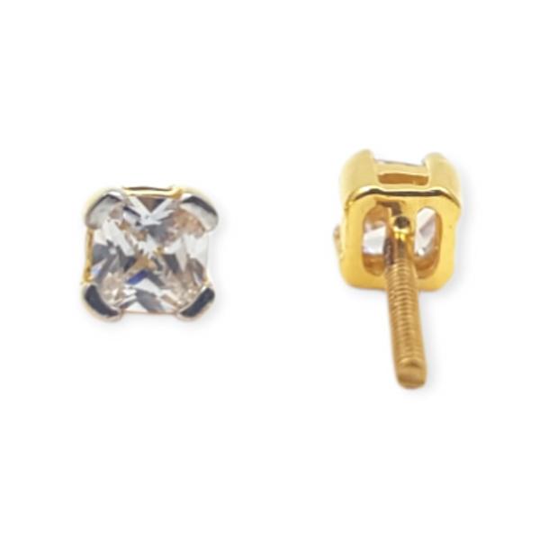 Adorable Gold Studds with Beautiful Design and Single Zerkons Stone